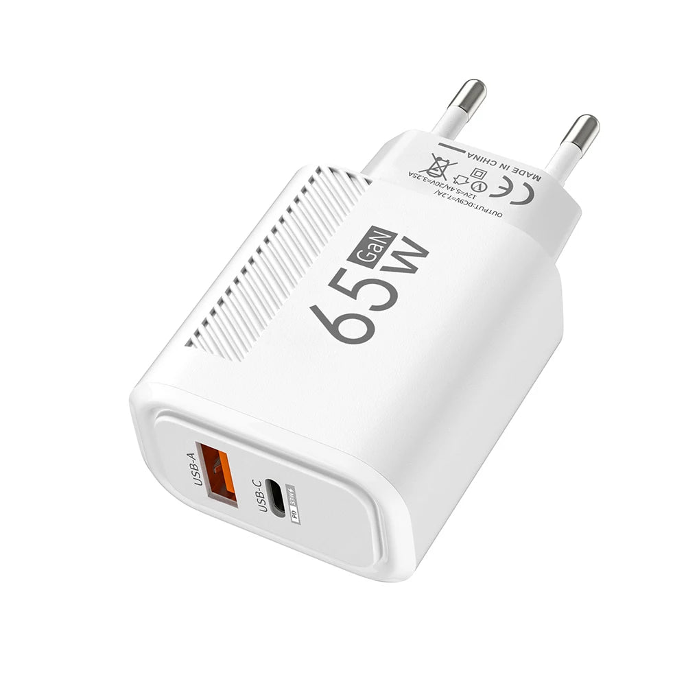 65W  Fast Charger Adapter For iPhone Samsung Xiaomi Type C Wall.