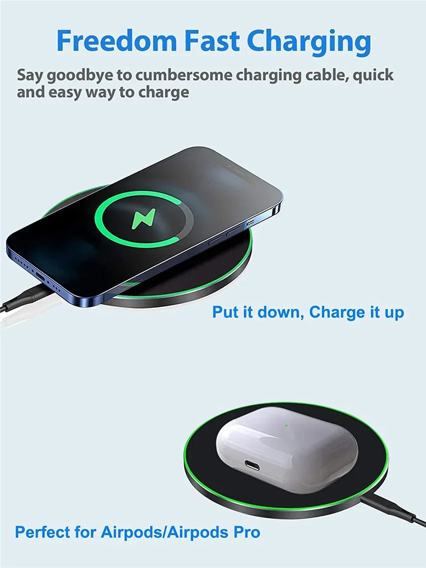 100W Fast Wireless Charger Pad For iPhone 15 14 13 12  X Pro Max 8 Samsung Galaxy S23 Xiaomi.