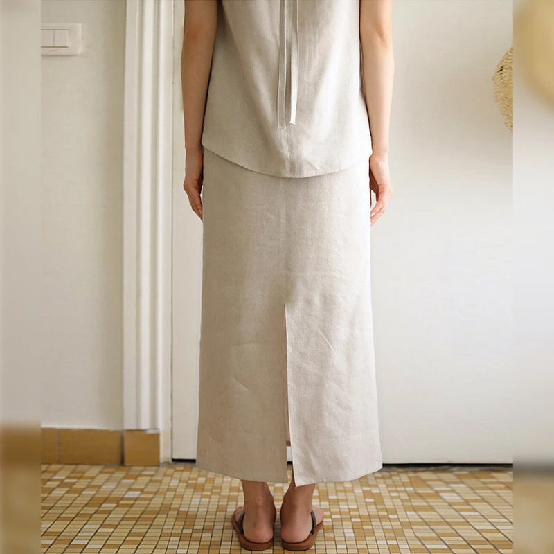 100% Linen Long Skirts For Women.