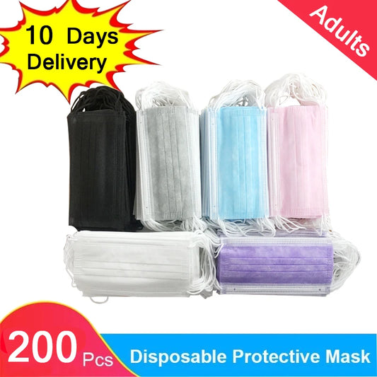 10-200pcs Disposable black Surgical mask Adults Sanitary Certified surgical mask 3 Layer Ply Filter Breathable Medical masks