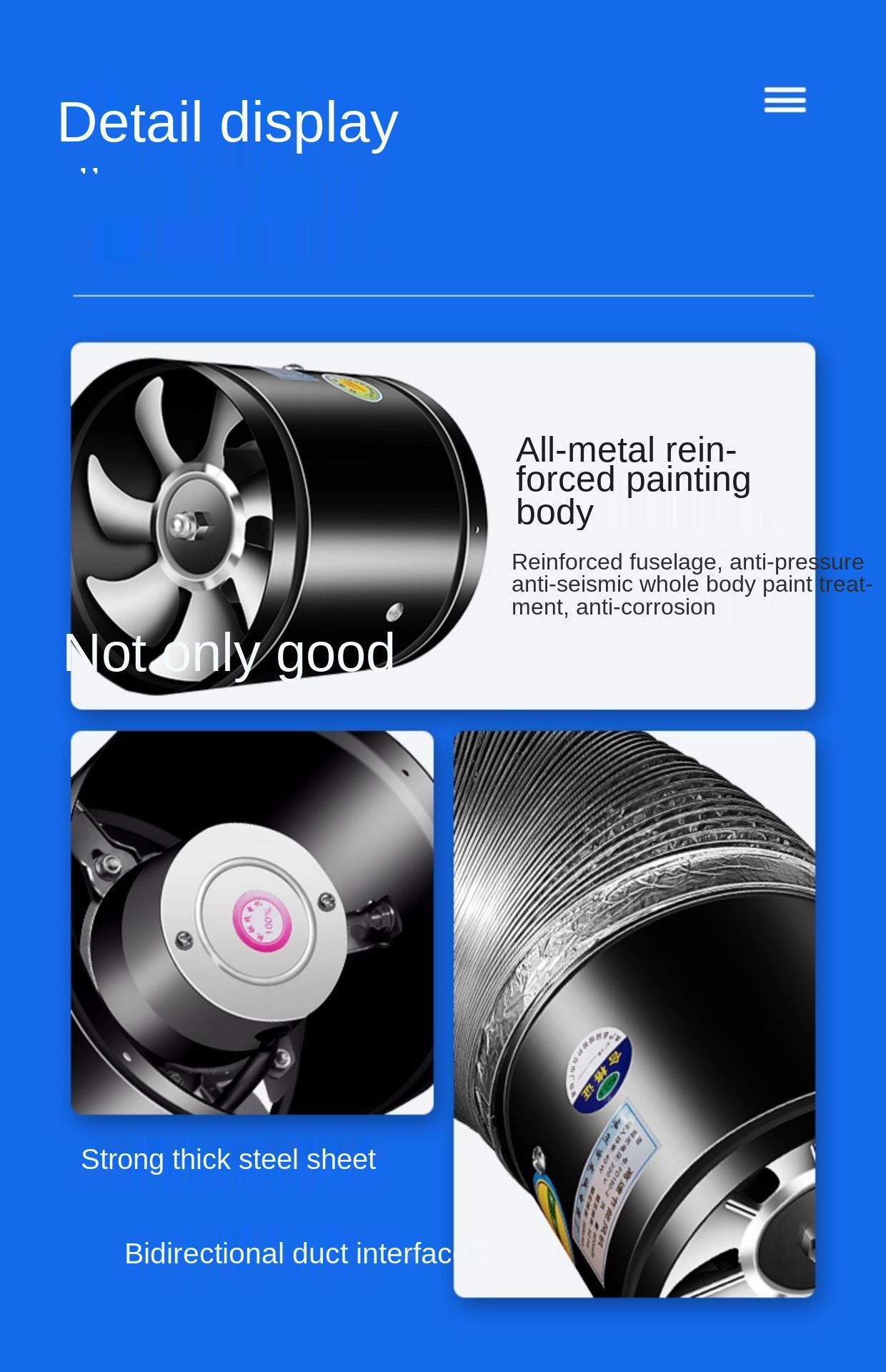 4''6'' 220V Metal Duct Exhaust Fan Air Ventilator Pipe Ventilation.