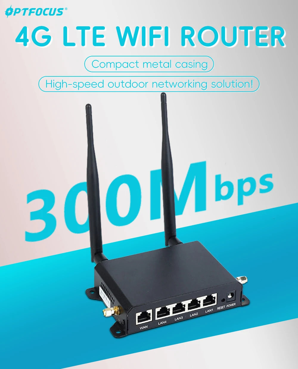 OPTFOCUS LTE WIFI Router 4G 300Mbps 4 Detachable Antennas Wireless Router 1WAN 4LAN USIM Card Slot Industrial Wifi Router