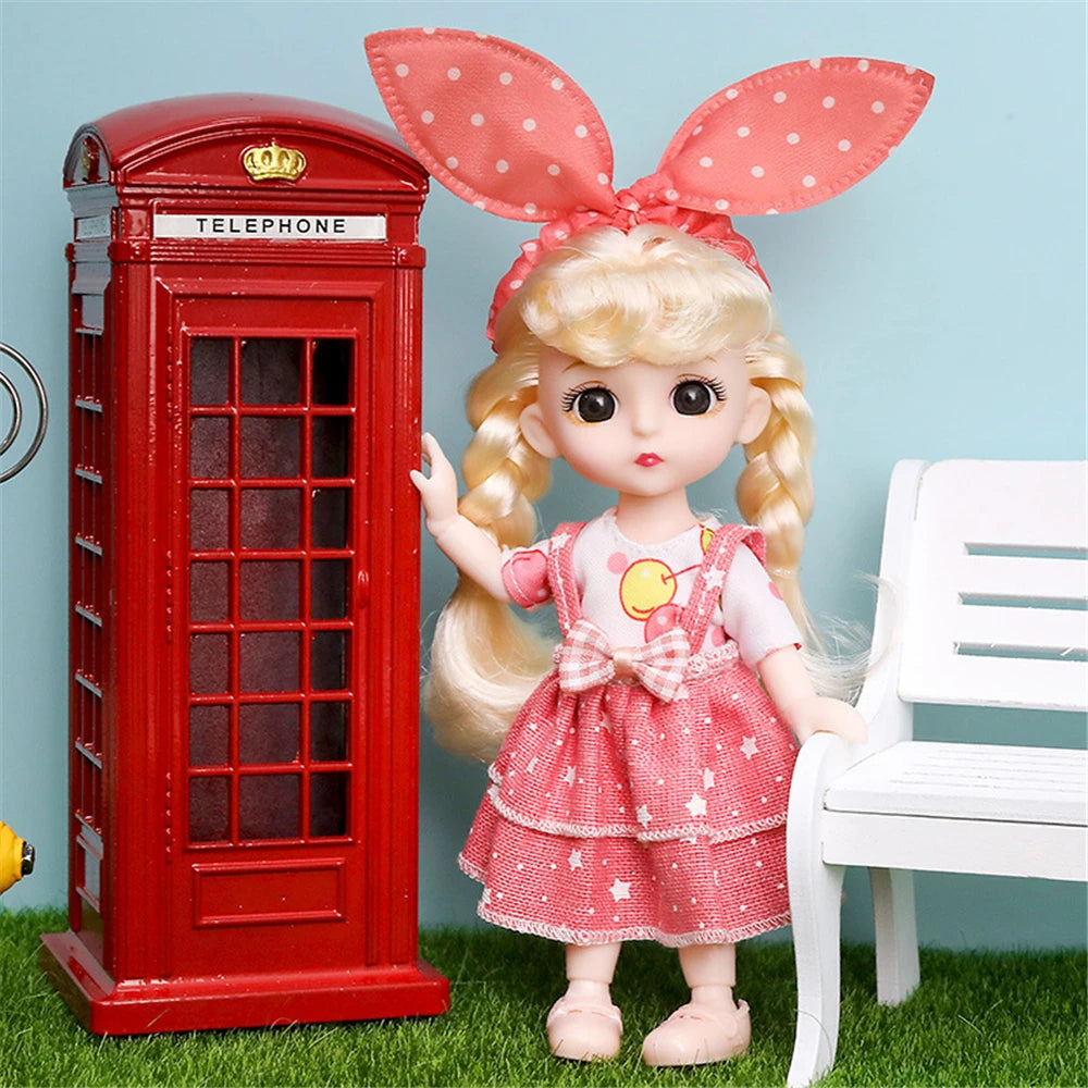 16cm Princess BJD 1/12 Doll with Clothes and Shoes Movable Joints Figure Model Collection Xmas Birthday Gift Toys for Baby Girl