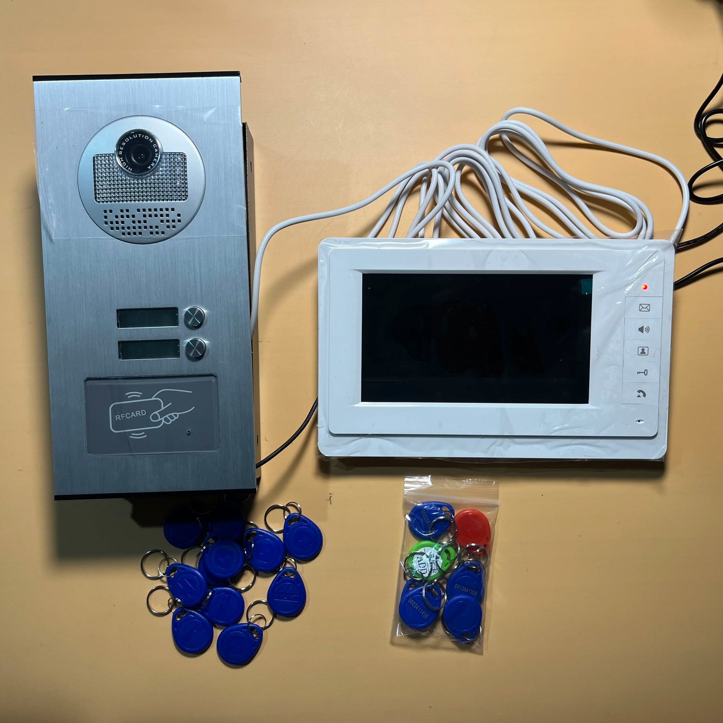 7 Inch Color Video Door Phone doorbell RFID Access Control Camera System for 2/3/4Unit  multi apartments Intercom