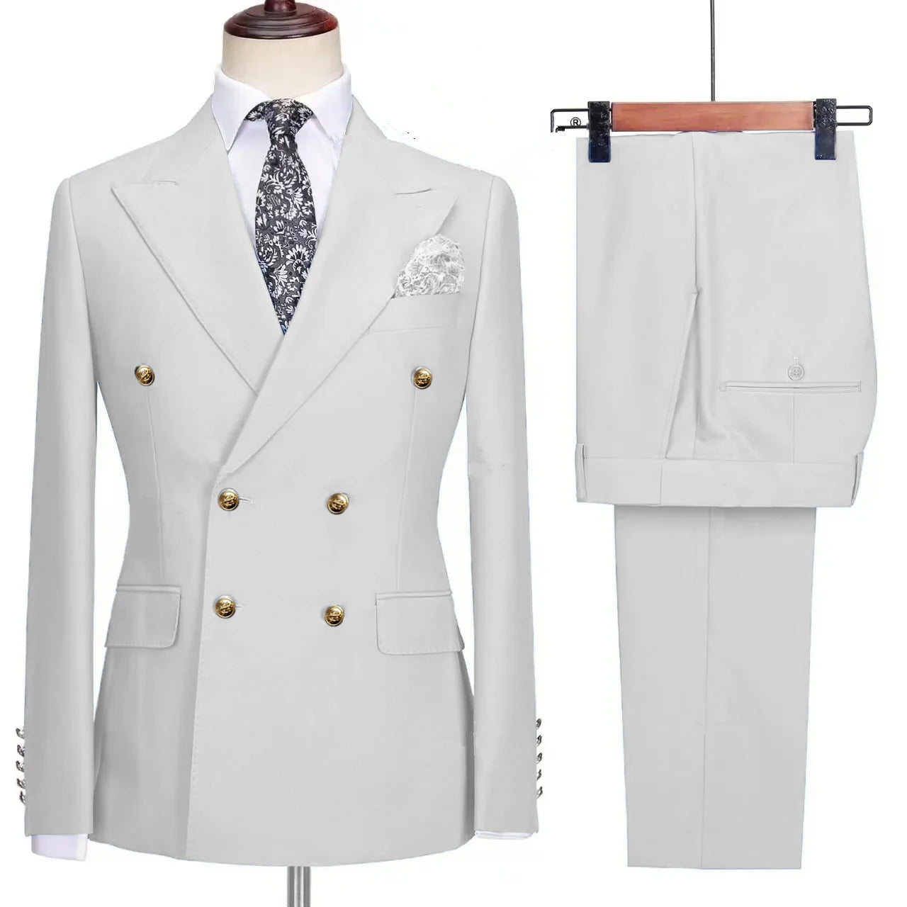 2023 Fashion New Men's Leisure Boutique Business Banquet Solid Color Wedding Double Breasted Slim Fit Suit Blazers Jacket Pants