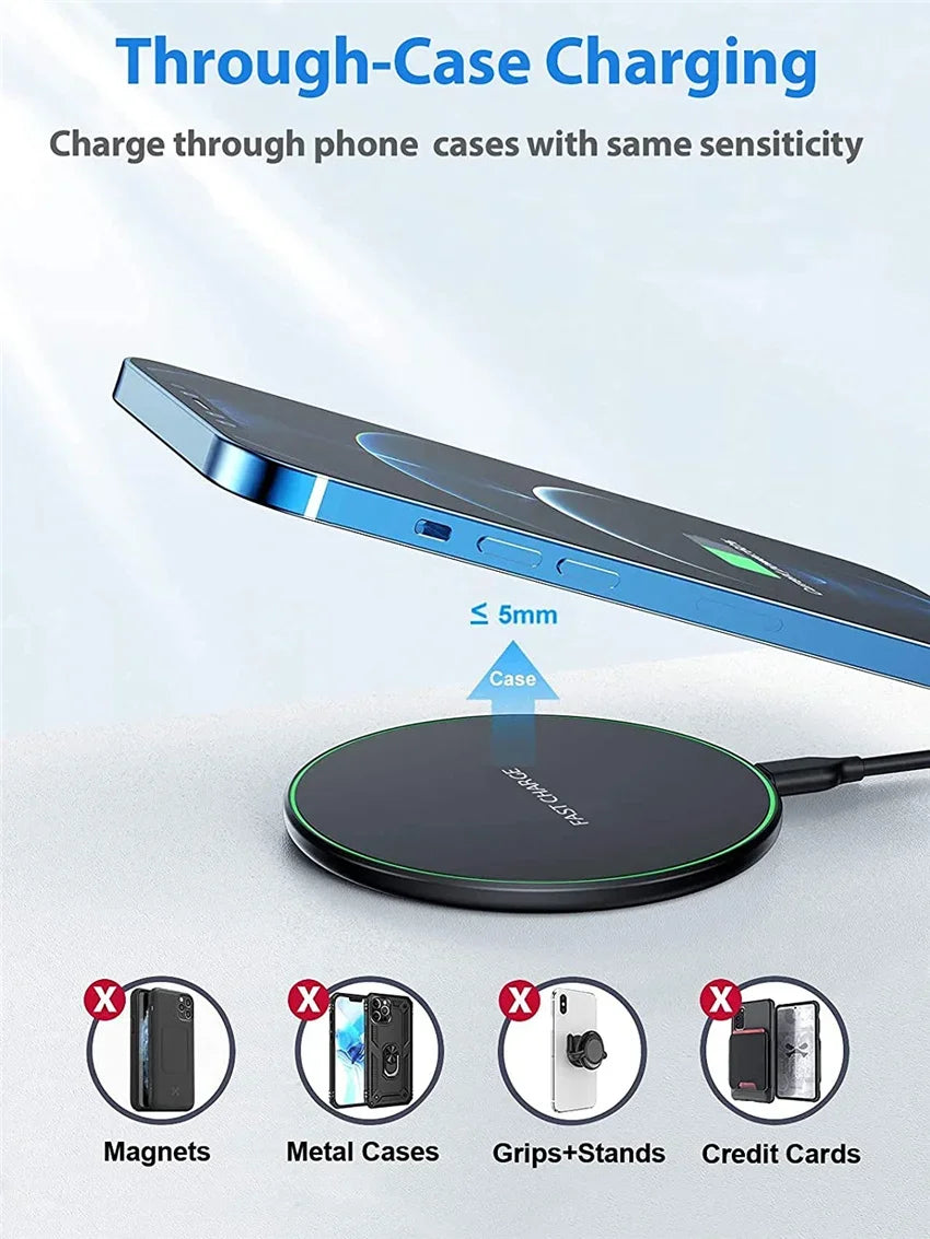 100W Fast Wireless Charger Pad For iPhone 15 14 13 12  X Pro Max 8 Samsung Galaxy S23 Xiaomi.