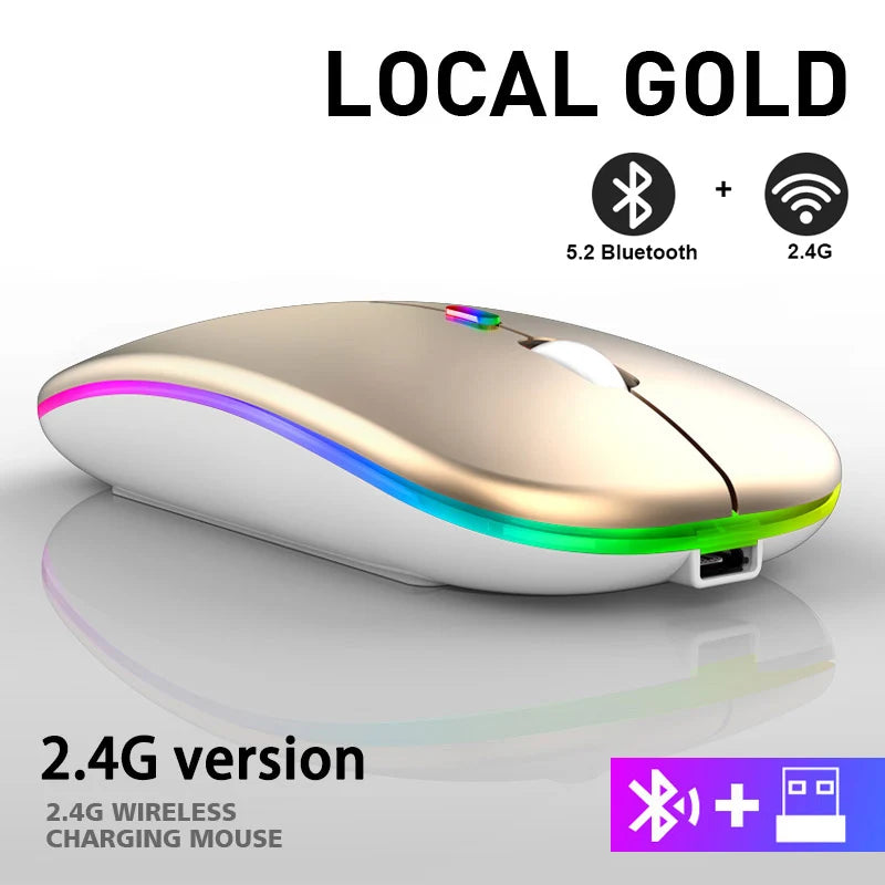 Rechargeable Bluetooth wireless mouse with USB connection.