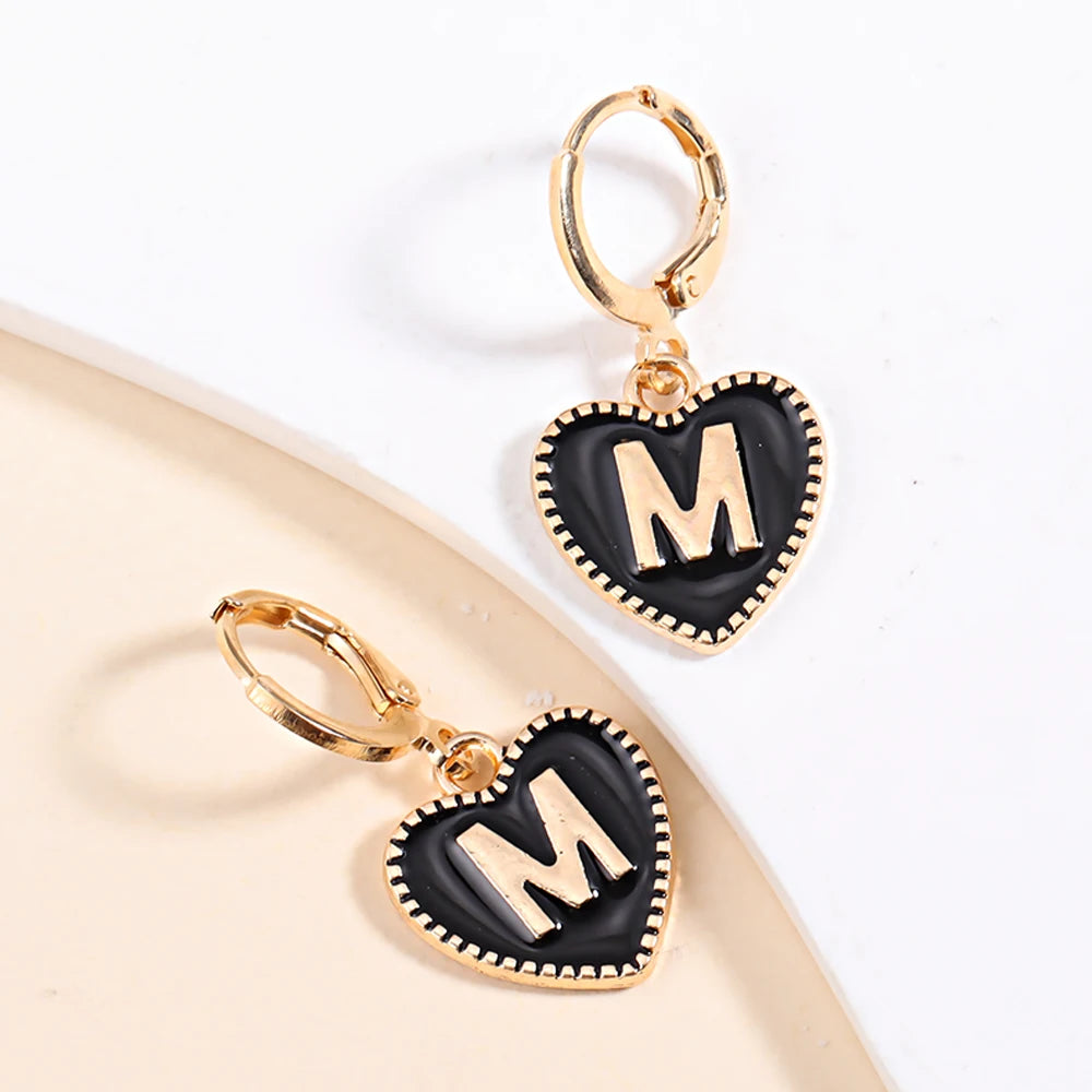 Peixin Fashion Heart Initial Letter Charms Women's Pendant Earrings Party Jewelry Mother's Day Valentine's Day Gift Wholesale