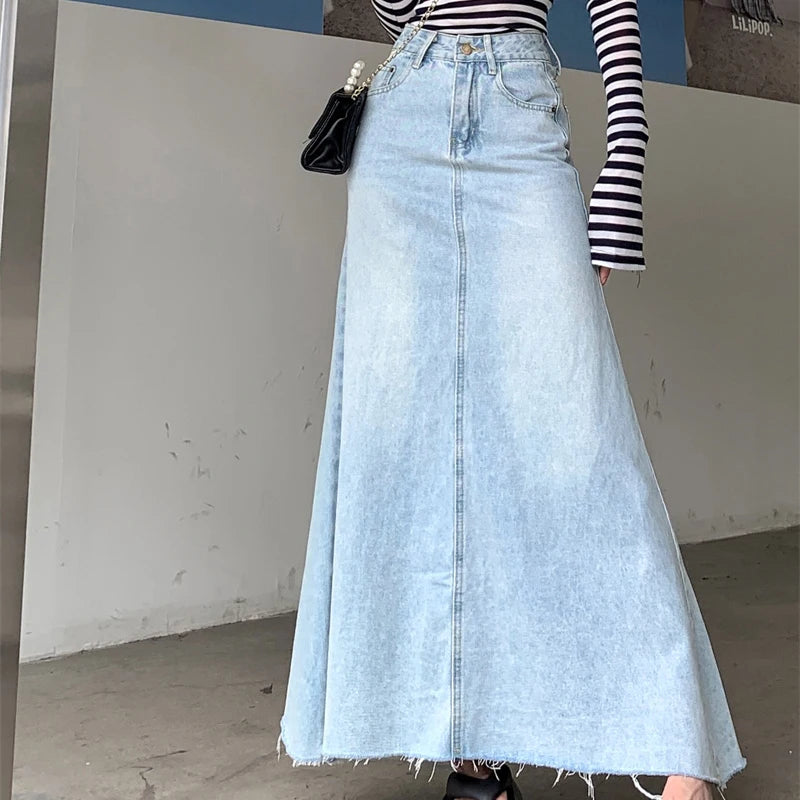 Autumn  High Waist A-Line Denim Skirt for Women.
