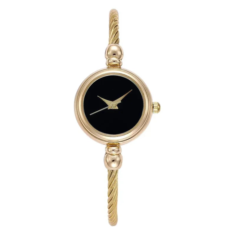 5PCS Women Simple Small Bracelet Watches Stainless Steel Retro Ladies Quartz Wristwatch Fashion Casual Female