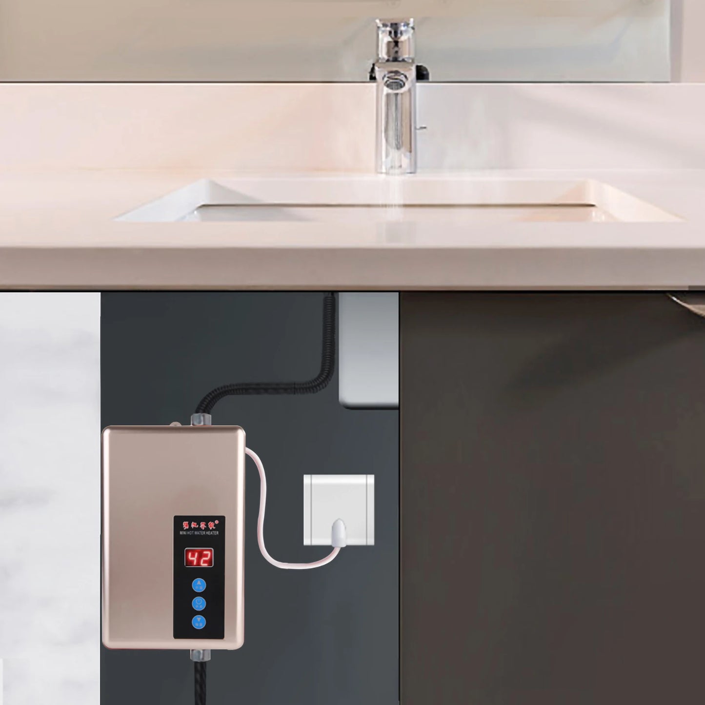 220V 5.5KW Mini Instant Electric Water Heater Tankless Shower Hot Water System Kitchen Hot Water System 220V Water Heater