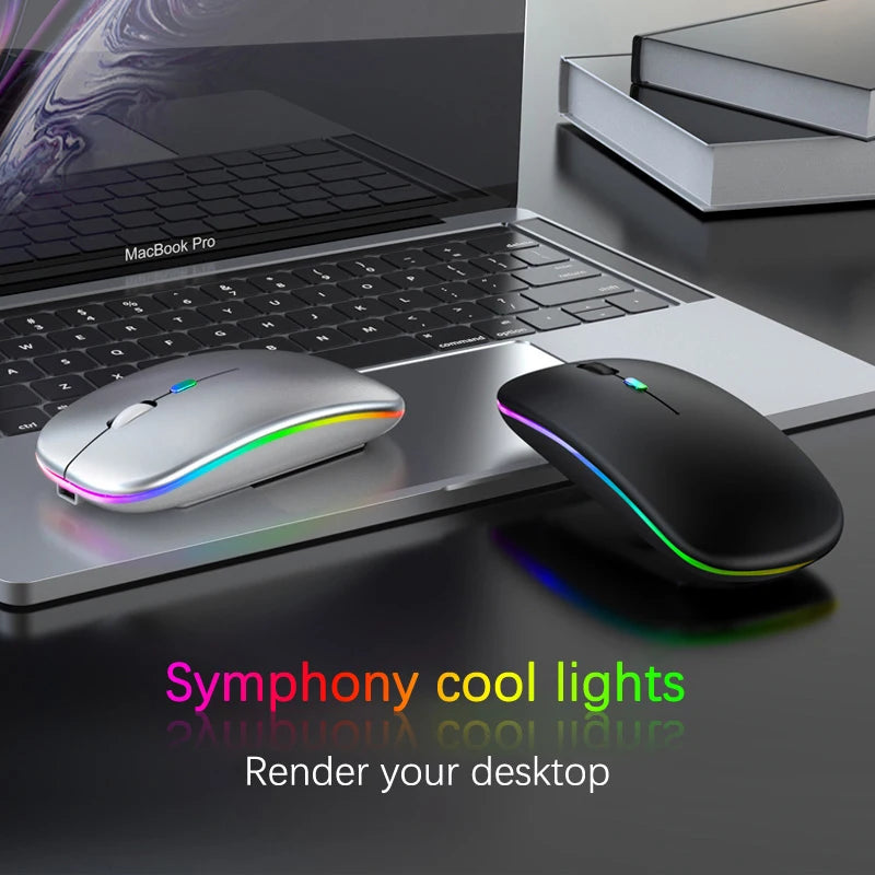 Rechargeable Bluetooth wireless mouse with USB connection.