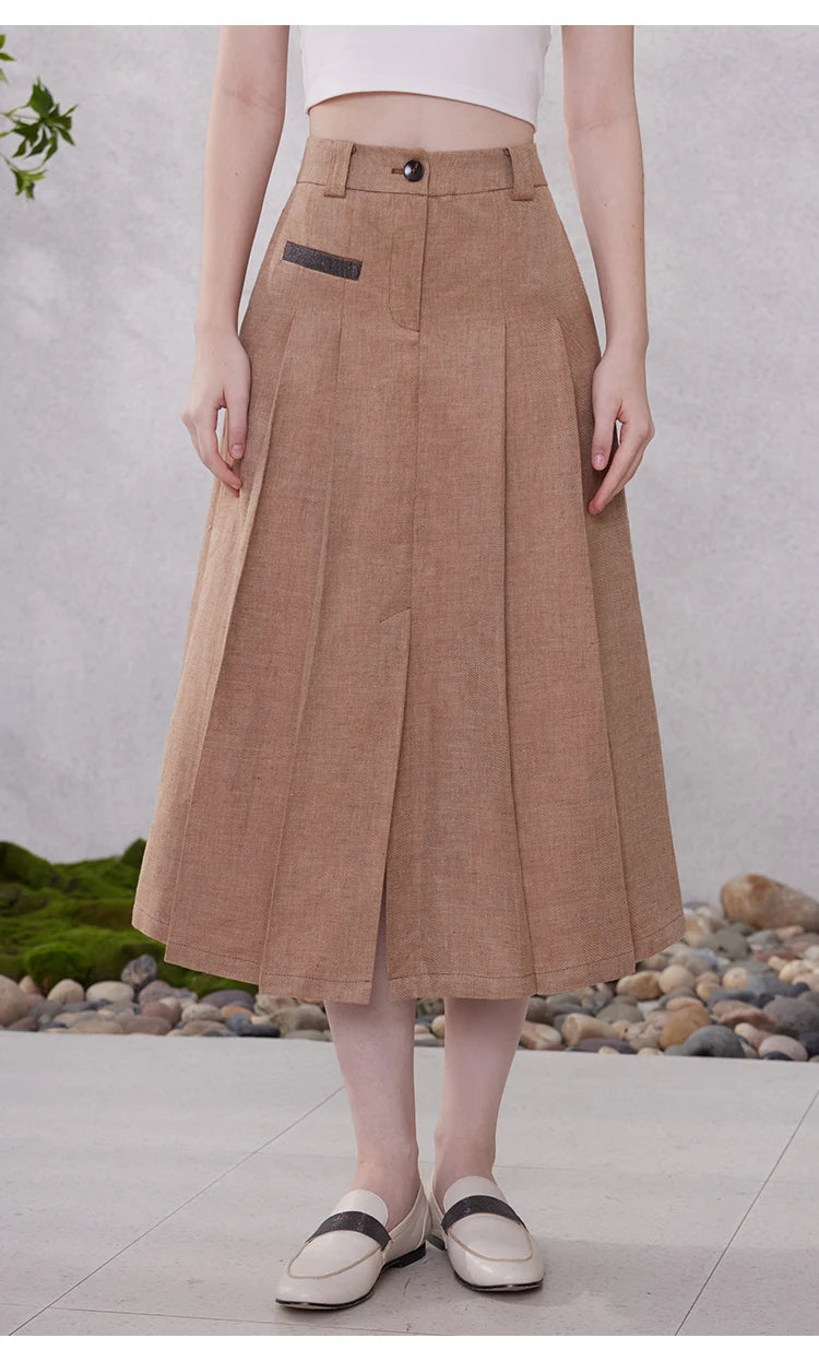 K2118W Lady High Quality 100% Linen Skirts.