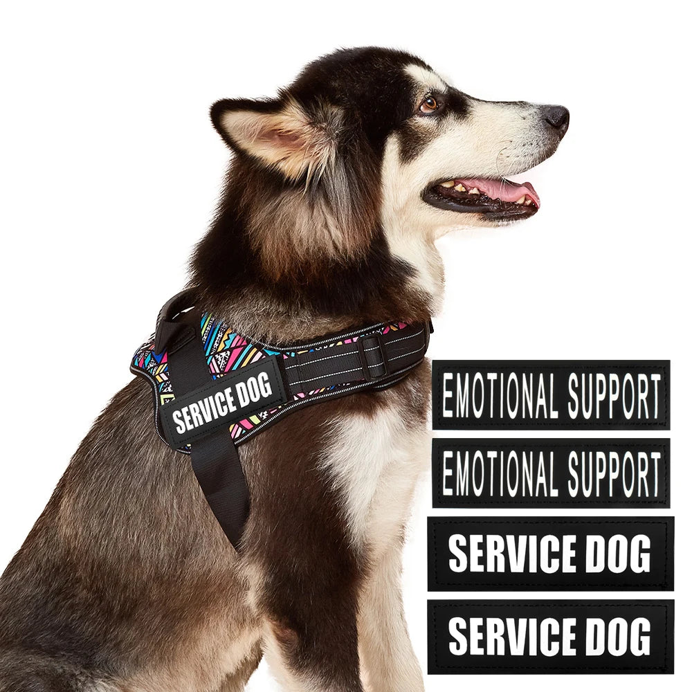 Walking Dog Harnesses Safety No-Pull Breathable Service Dog Vest Collar Adjustable Reflective Pet Harness With Outdoor Training