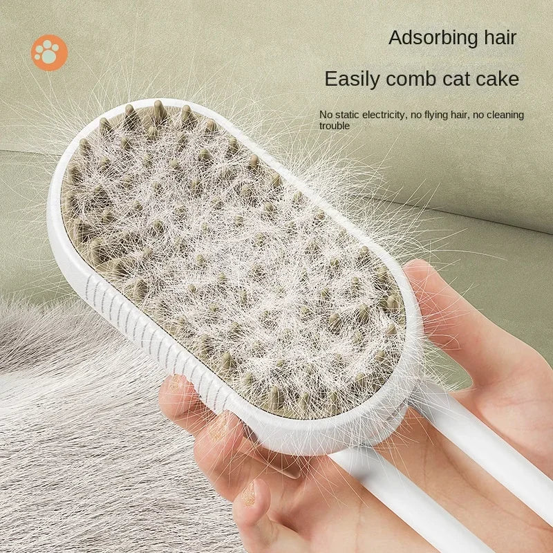 3-in-1 Electric Steam Brush for Dogs and Cats: Massages,