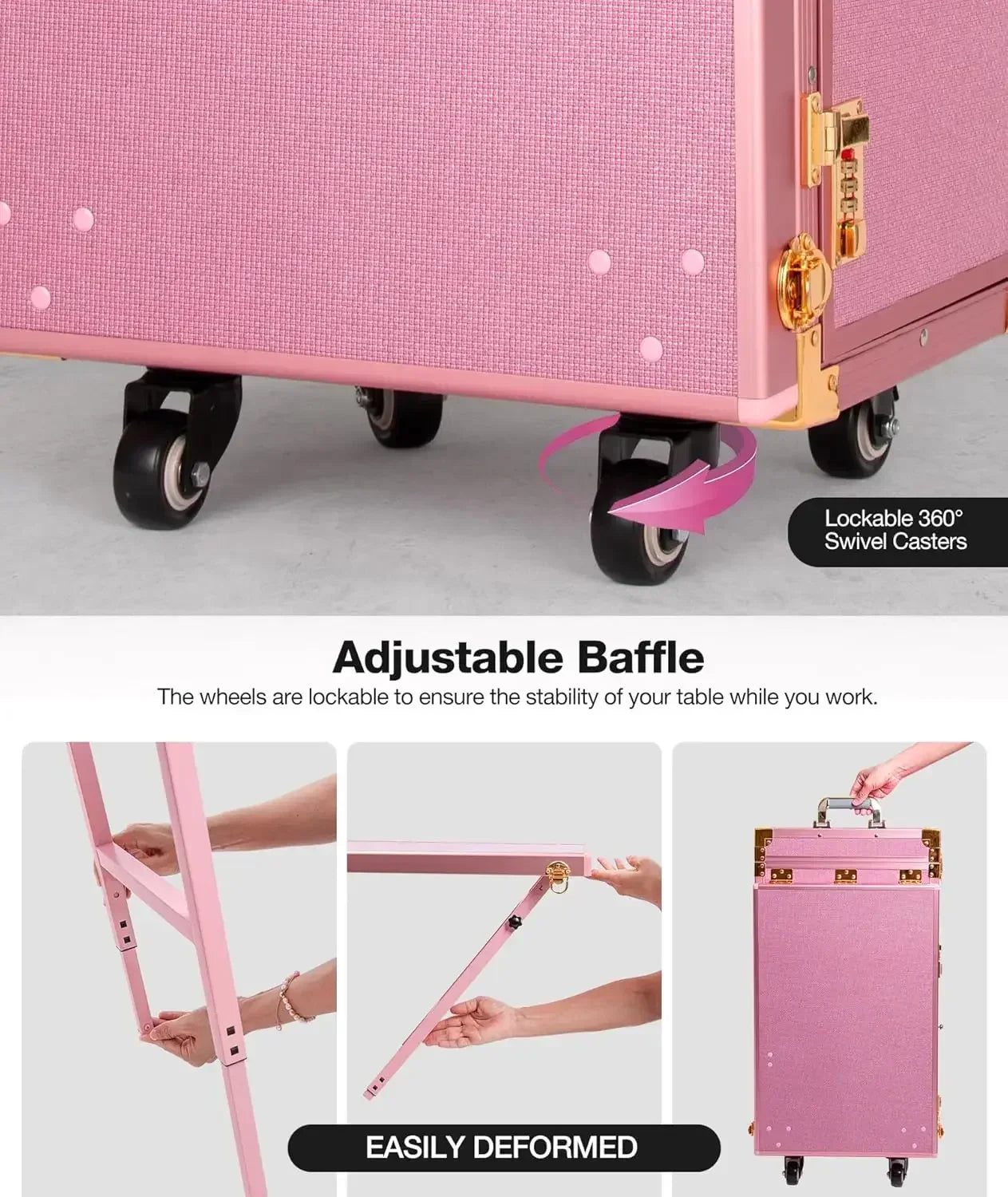 Portable Rolling Manicure Table Foldable.