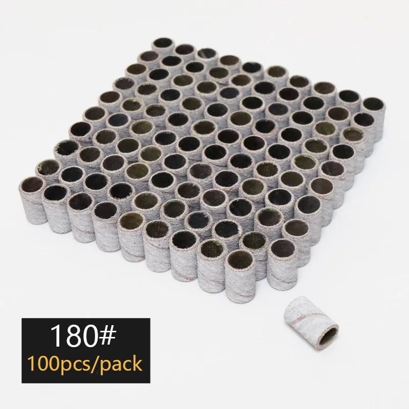 100/50/25pcs Nail Sanding Ring Bands Electric Manicure Nail Drill Bits 80/120/180.