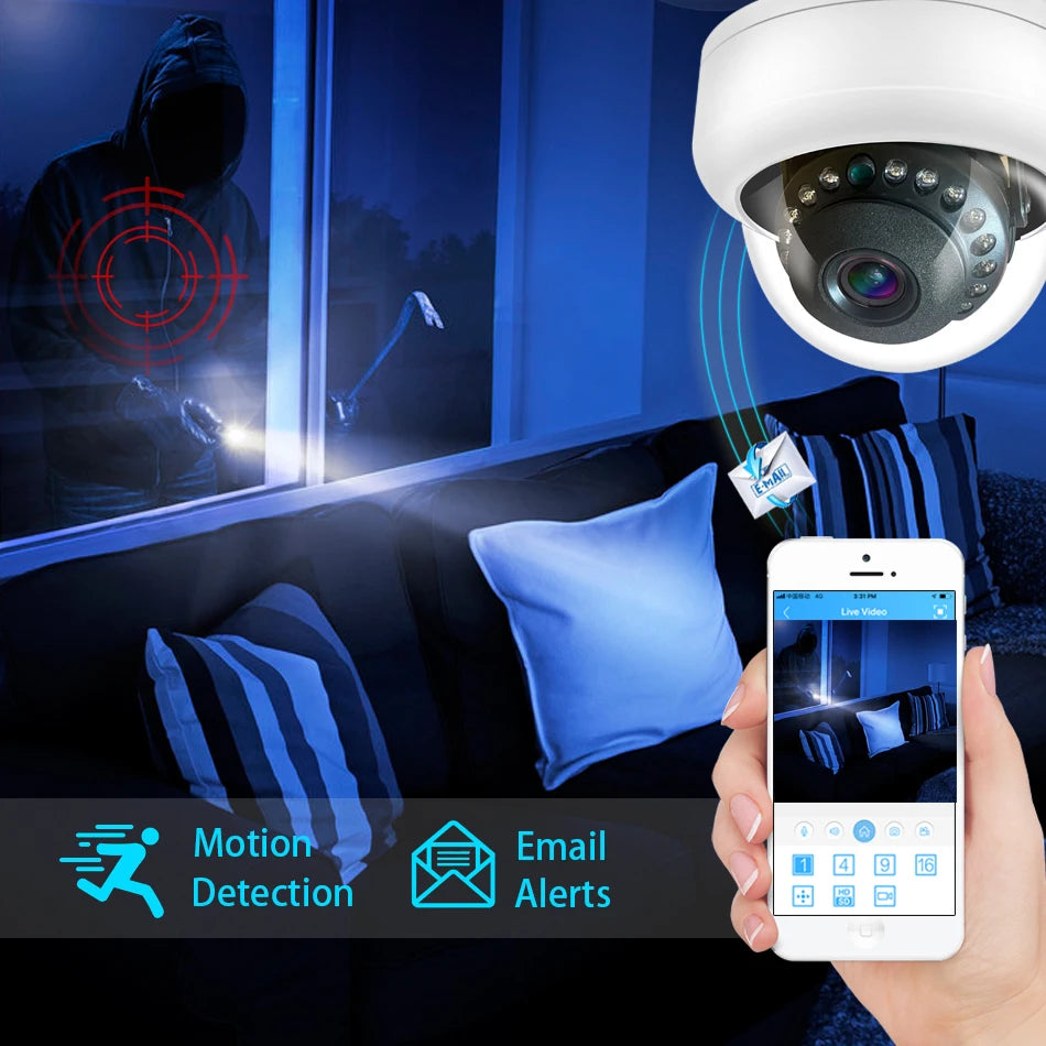 4K Video Surveillance Camera POE Doms Dome IP Onvif Audio 48V POE/DC 12V 4MP/5MP/8MP  For NVR.