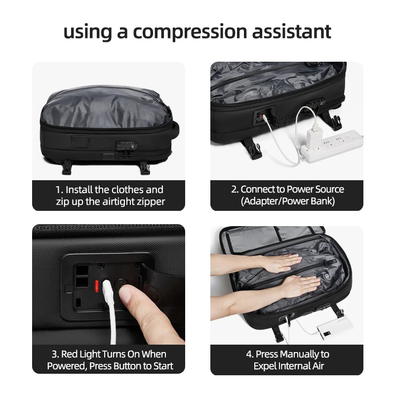 Men Travel Backpack One click start pump vacuum.