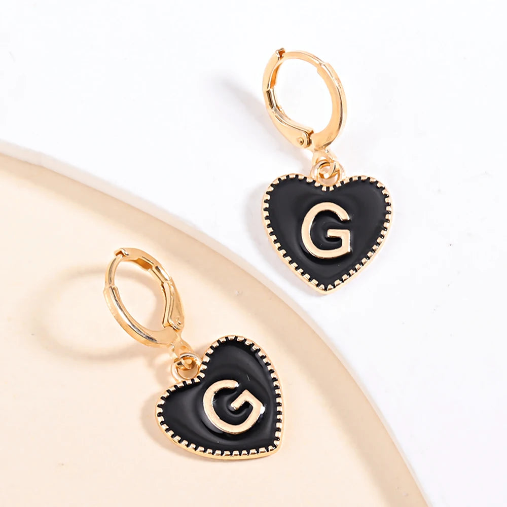 Peixin Fashion Heart Initial Letter Charms Women's Pendant Earrings Party Jewelry Mother's Day Valentine's Day Gift Wholesale