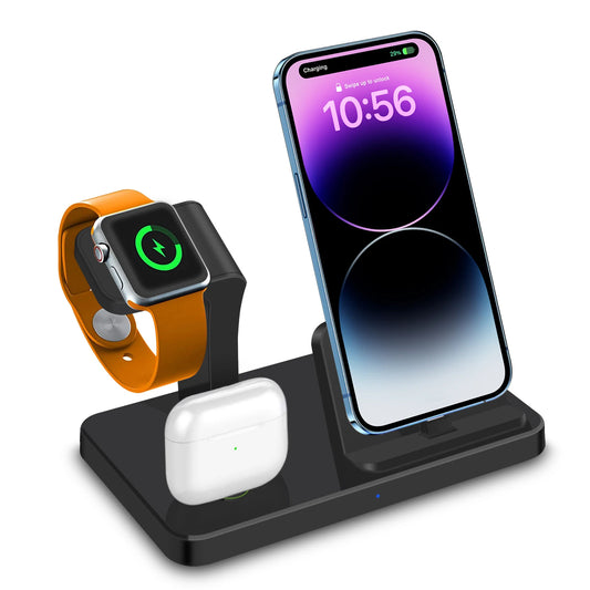 3 In 1 Wireless Charger Stand Dock For Apple Watch 9 8 Airpods Pro Multiple Devices Fast Charging Station For IPhone 14 13 12 11