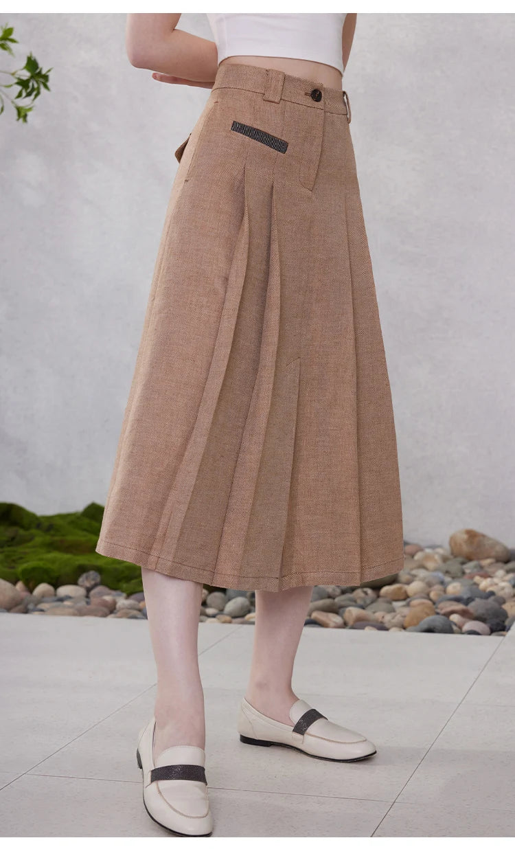 K2118W Lady High Quality 100% Linen Skirts.