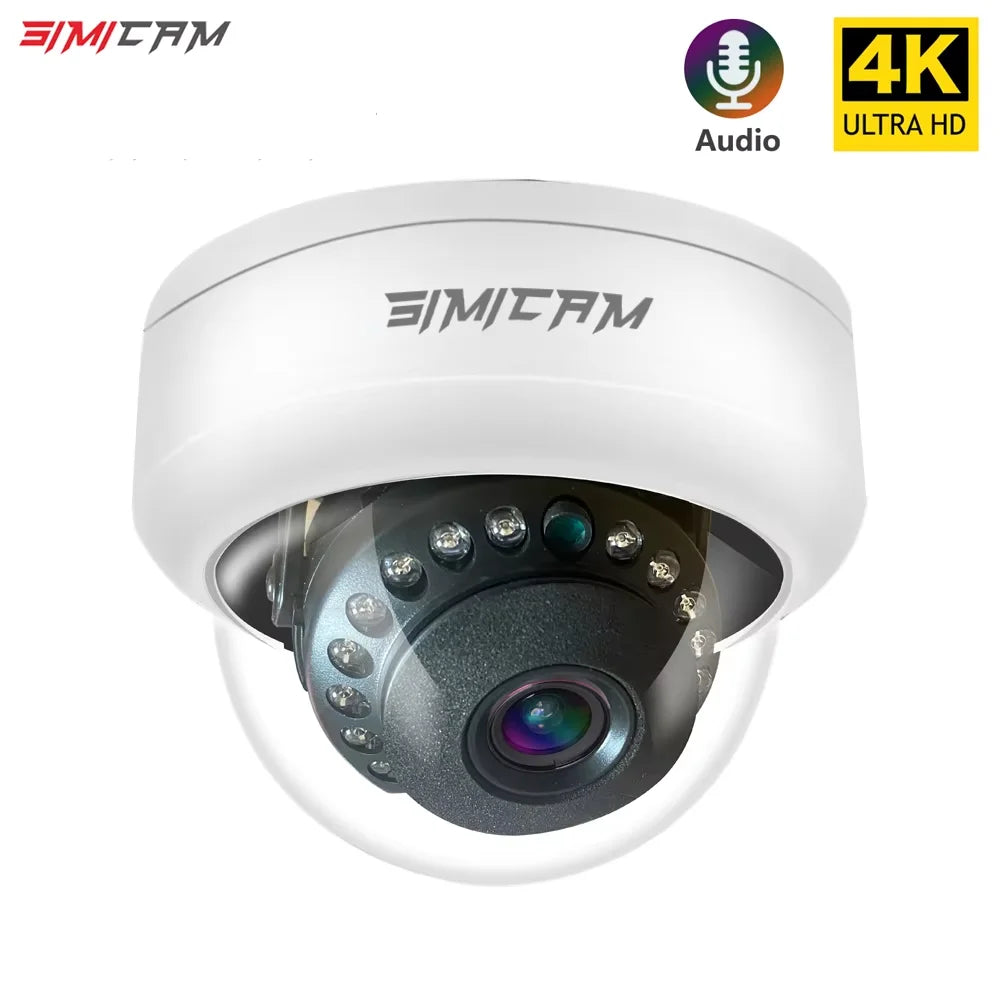 4K Video Surveillance Camera POE Doms Dome IP Onvif Audio 48V POE/DC 12V 4MP/5MP/8MP  For NVR.