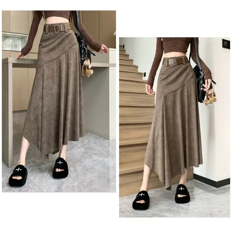 Women Clothing Autumn Korean Fashion Vintage High Waist.