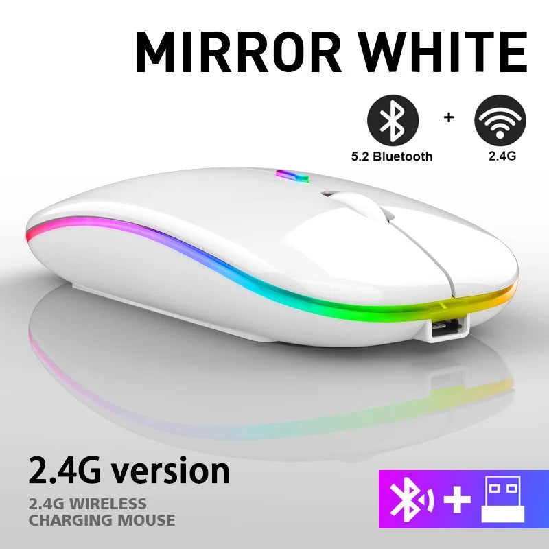 Rechargeable Bluetooth wireless mouse with USB connection.