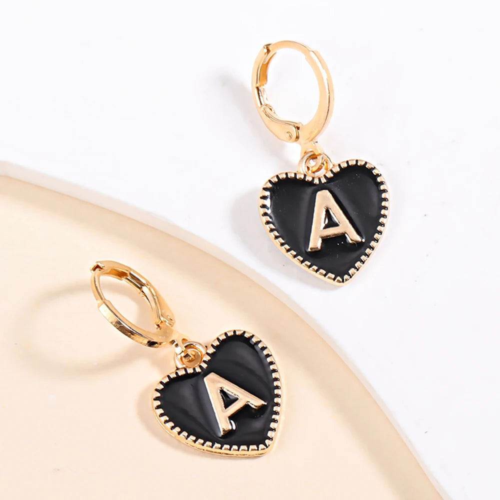 Peixin Fashion Heart Initial Letter Charms Women's Pendant Earrings Party Jewelry Mother's Day Valentine's Day Gift Wholesale