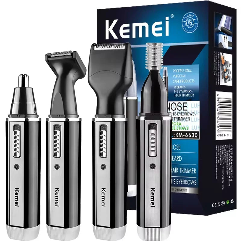 Rechargeable 4-in-1 nose and beard hair trimmer for men.