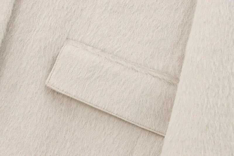 Fur Women's Blazers Fashion Outerwears Straight Long Blazer .