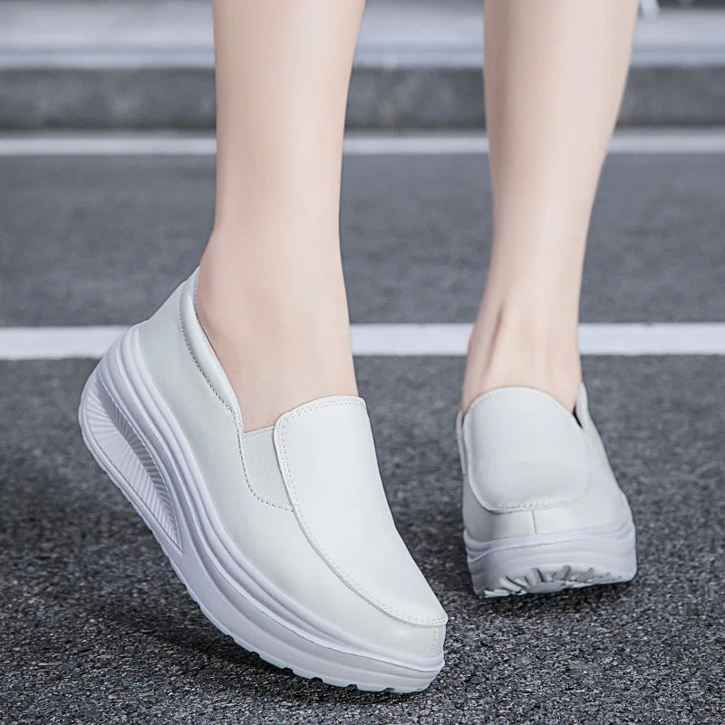 Women's Shoes Spring Genuine Leather Soft Outsole Work Shoes.