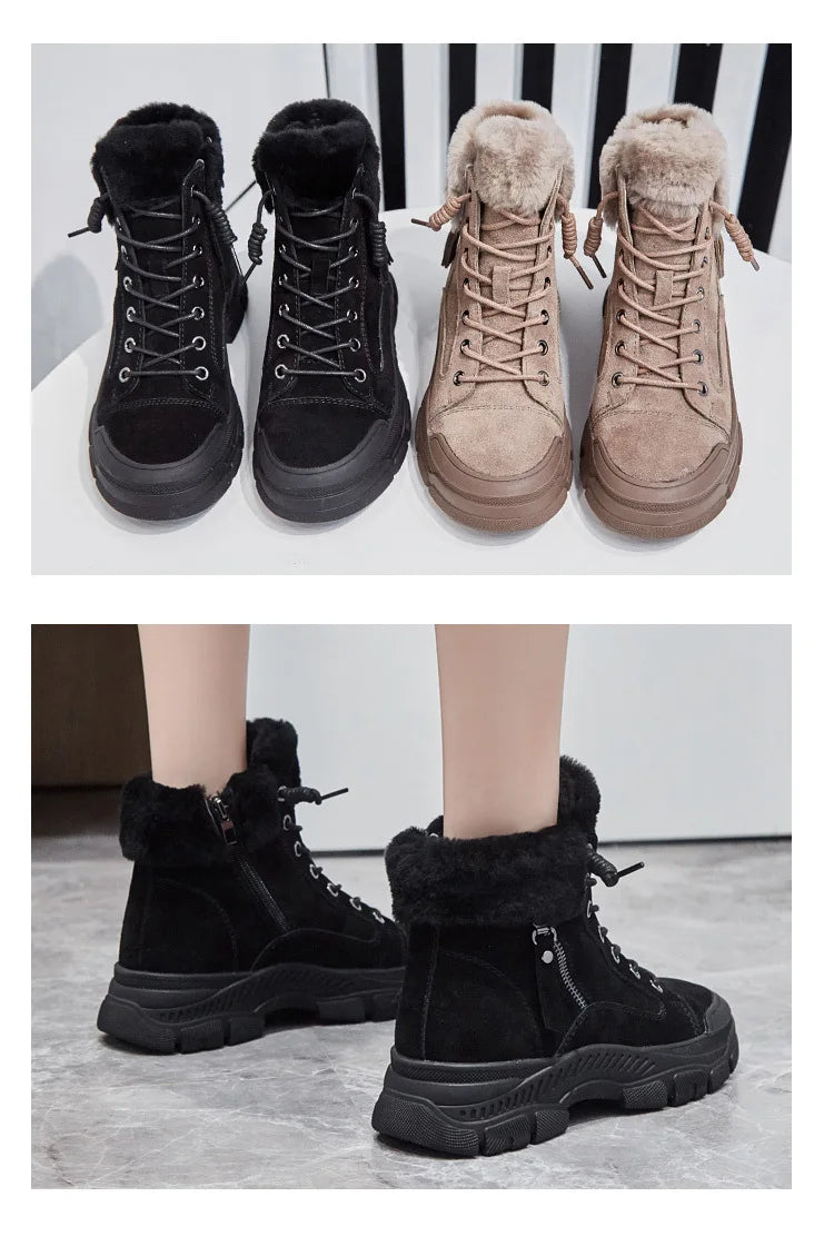 Winter Shoes Women Snow Boots Thick Sole Warm Plush Winter Shoes.