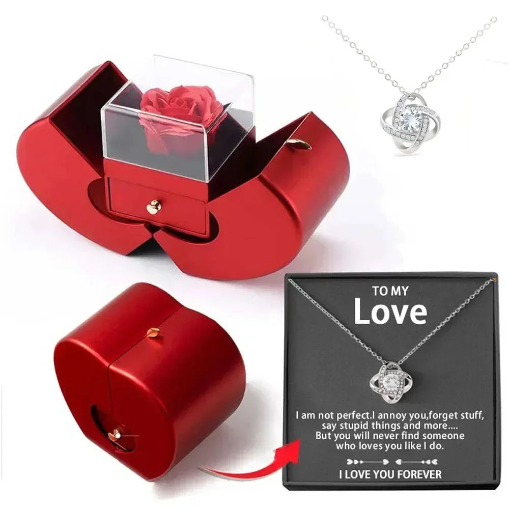 Hot Dropshipping Christmas Gift Red Apple Jewelry Box Necklace Eternal Rose for Girl New Year Valentine's Day Gifts                   eind:Dec16,08.59 MET
