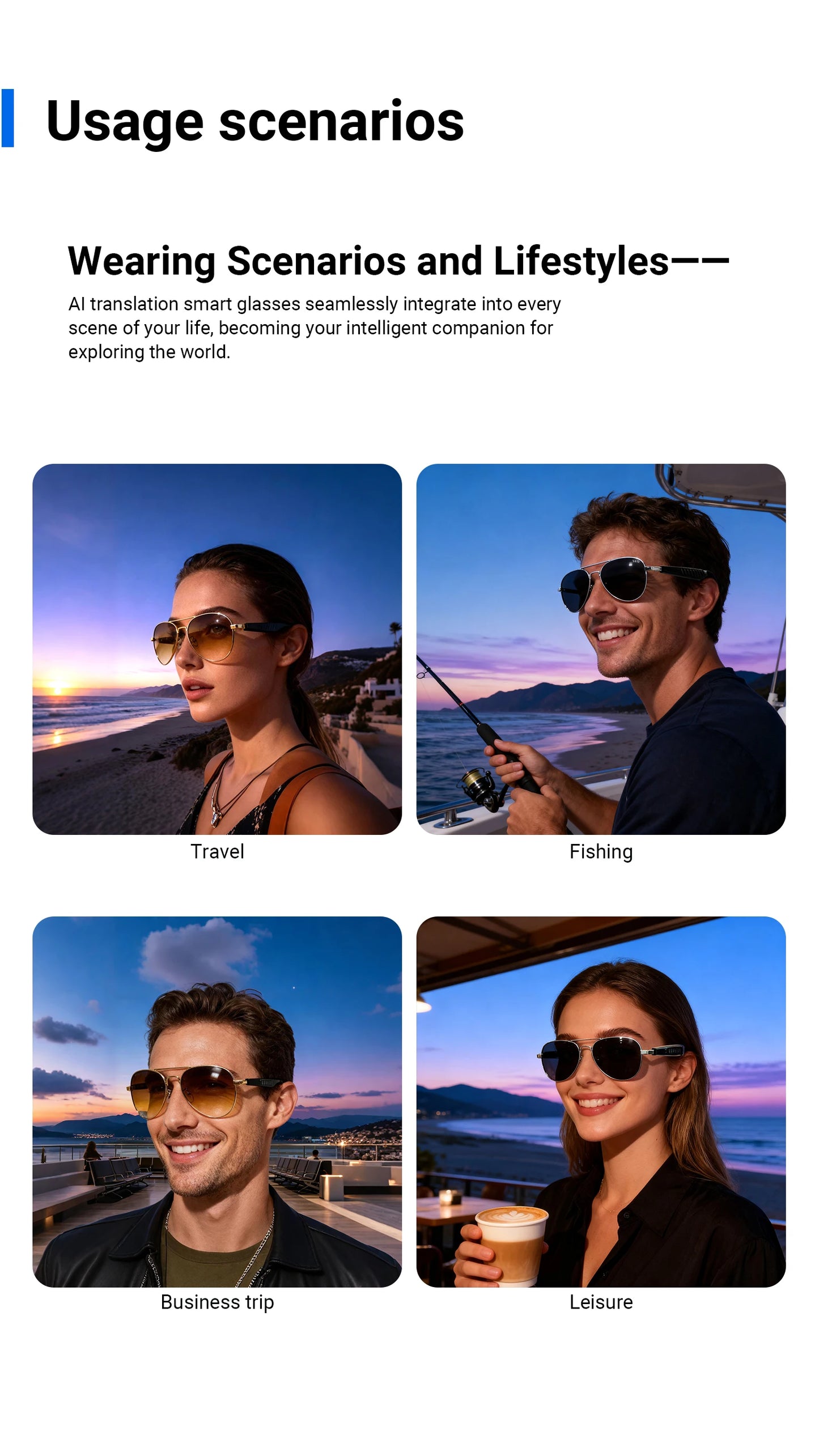 Smart Audio Glasses with AI and Translation .