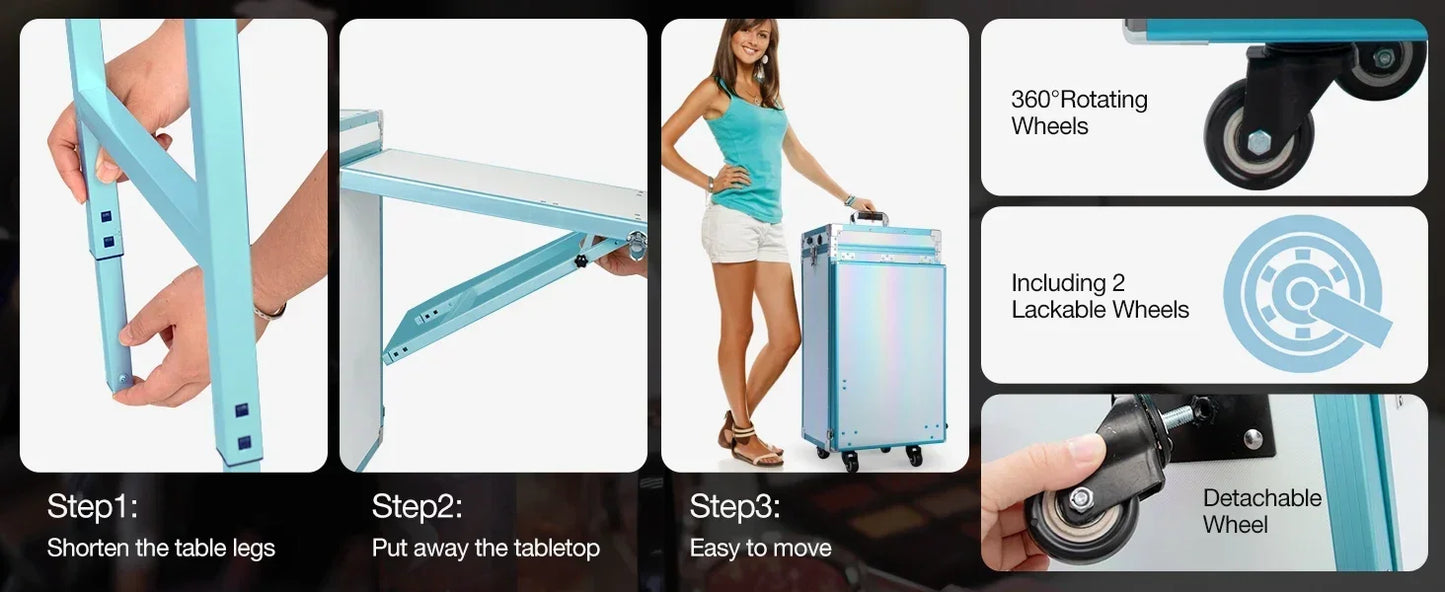 Portable Rolling Manicure Table Foldable.