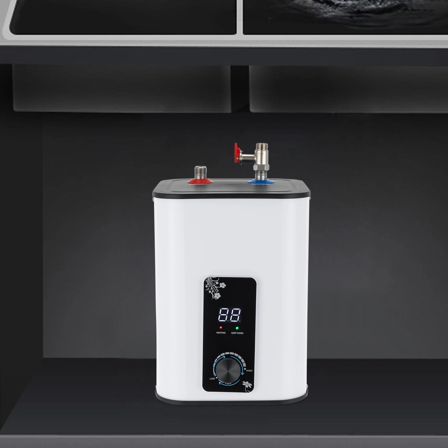 1500W 8L Electric Water Heater Instant Under Sink Stainless Steel Tank Fast Heating IPX4 Safe for Kitchen Bathroom RV SY-8