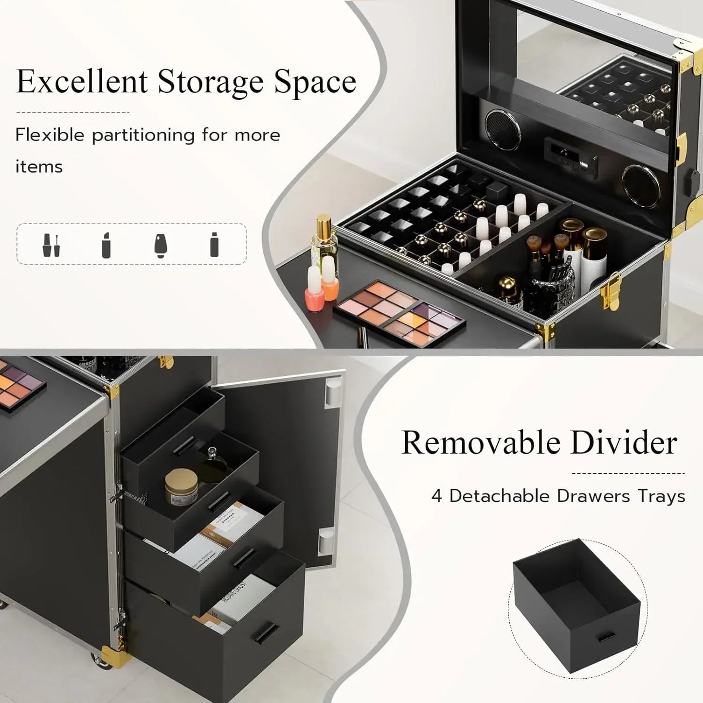 Portable Rolling Manicure Table Foldable.