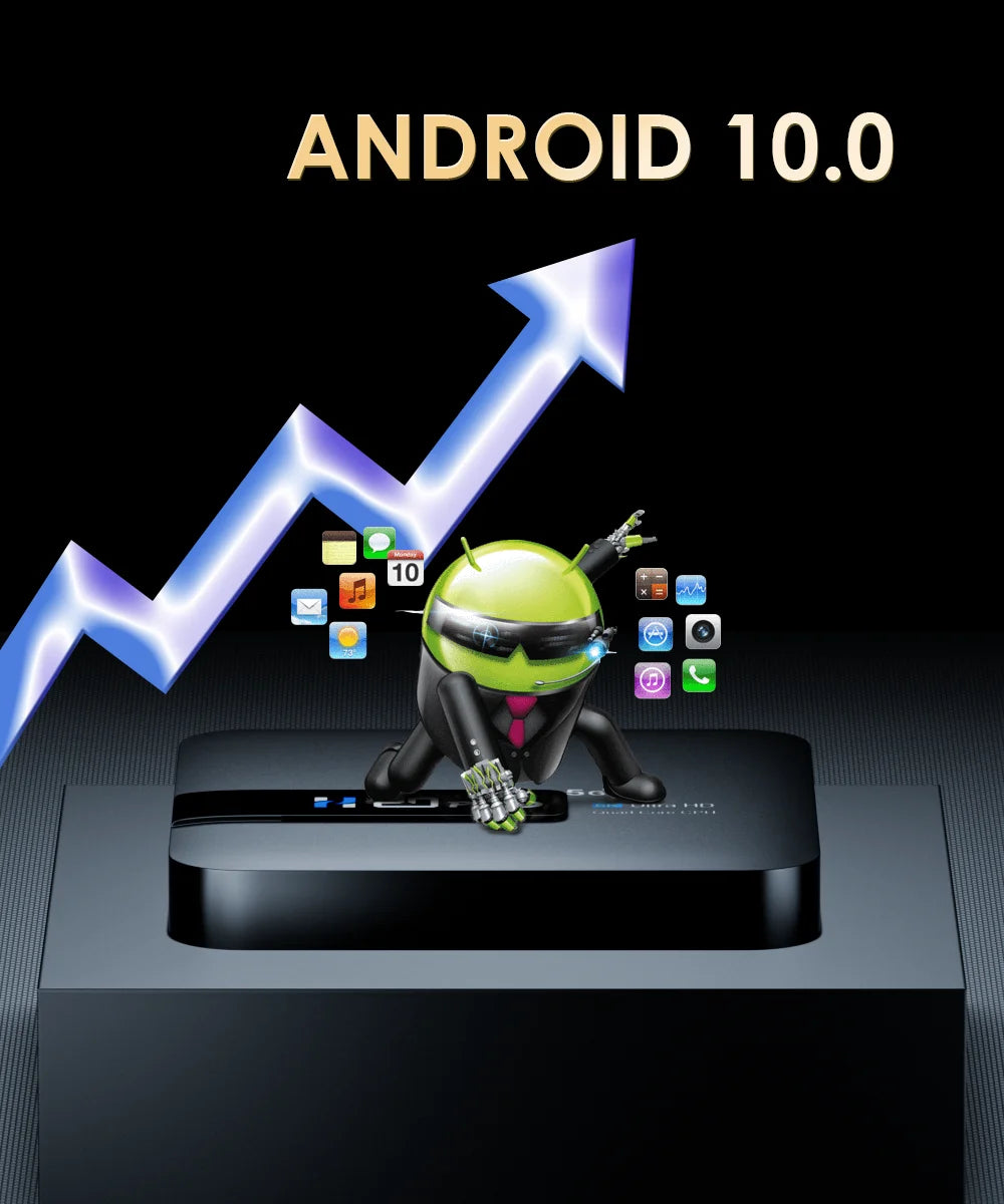 H20PRO Android 10 TV BOX 4k HD Dual Wifi Quad Core 1080P Video.