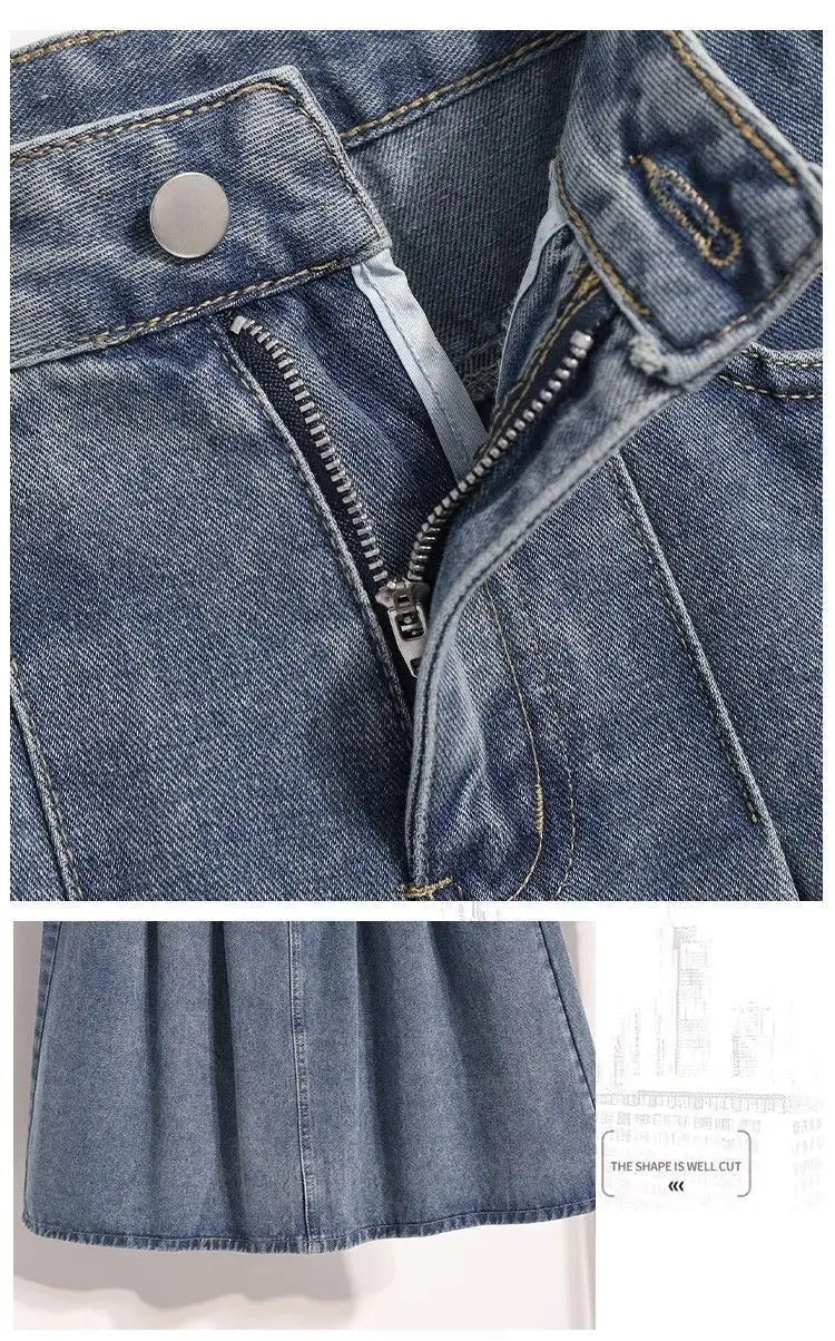 High Waist A- Line Midi Skirt Denim.