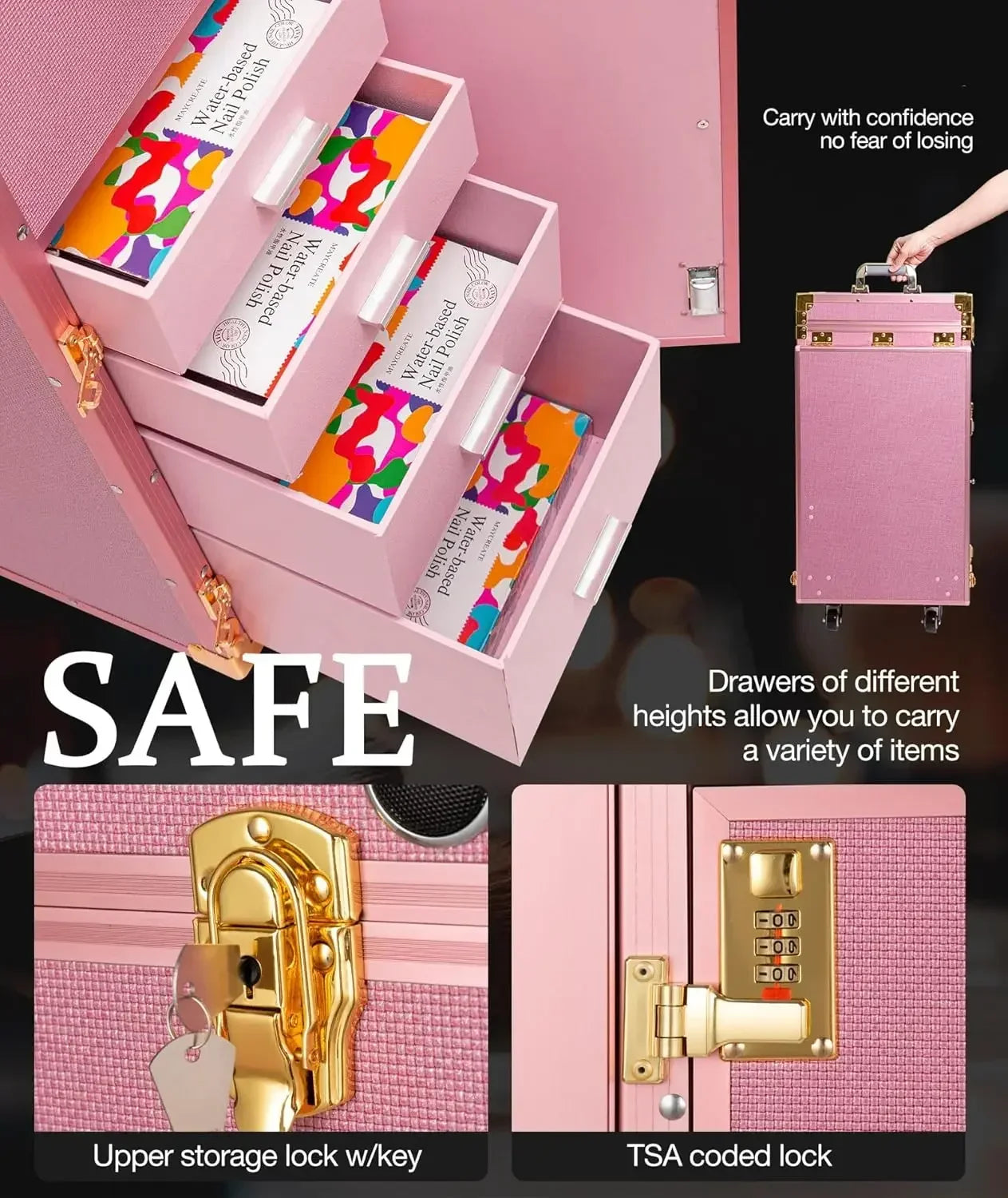 Portable Rolling Manicure Table Foldable.