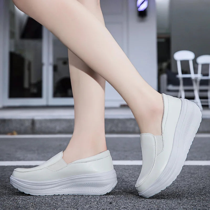 Women's Shoes Spring Genuine Leather Soft Outsole Work Shoes.