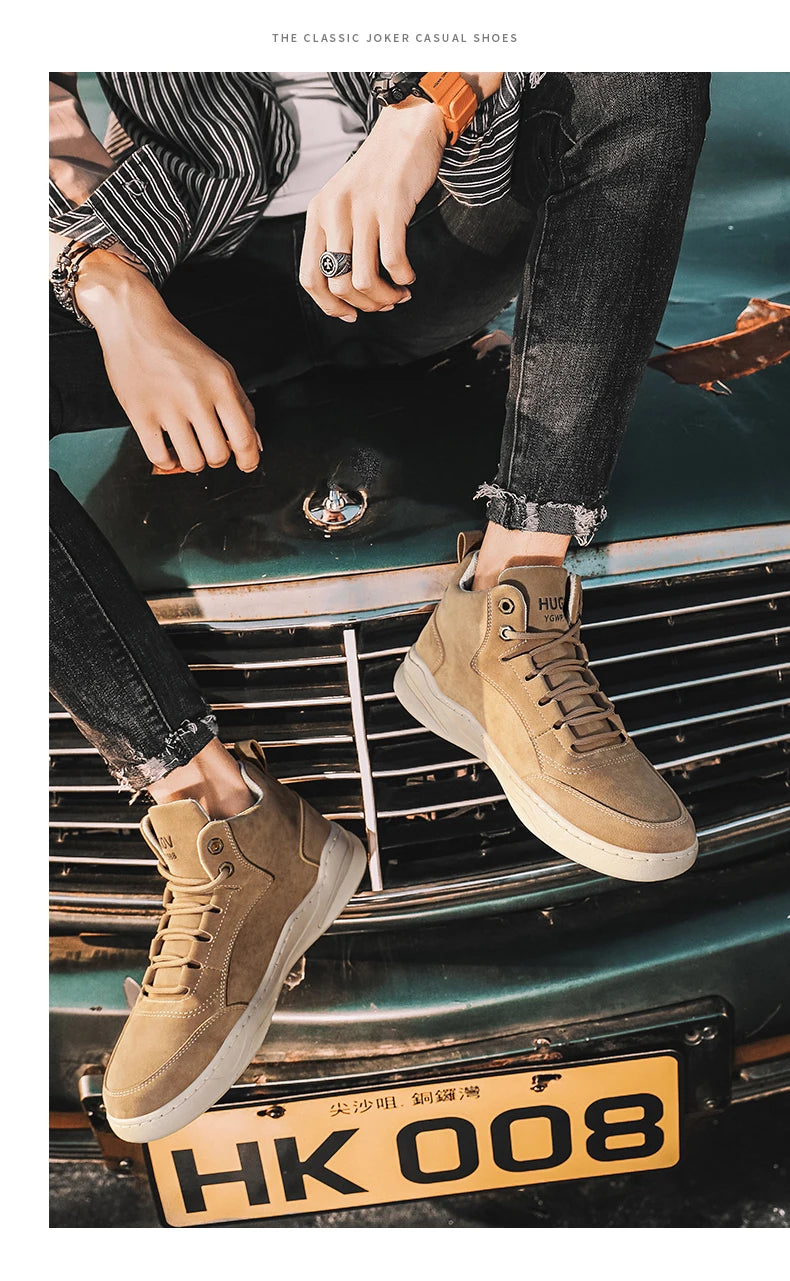 High Top Boots Men's Shoes Motorcycle Ankle Boot Shoes for Men Winter Boots Men's