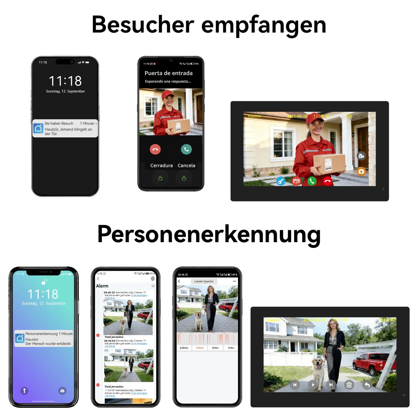 TUYA 5G WIFI 2-3-Unit Apartments Intercom Video Doorbell with RFID Card Unlock 2 Wired 10inch LCD Video Door Phone System