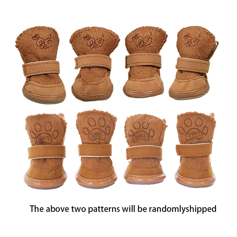 New set of 4 sheepskin snow boots for pets.
