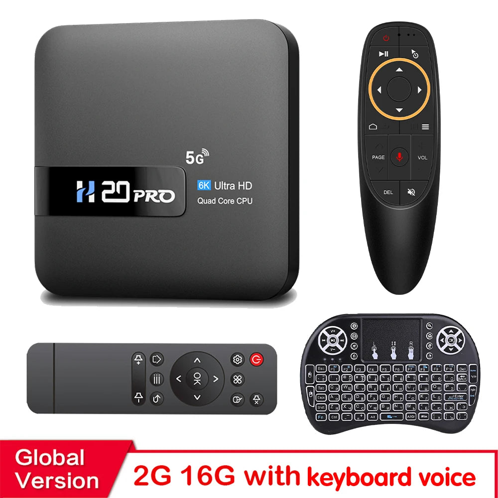 H20PRO Android 10 TV BOX 4k HD Dual Wifi Quad Core 1080P Video.