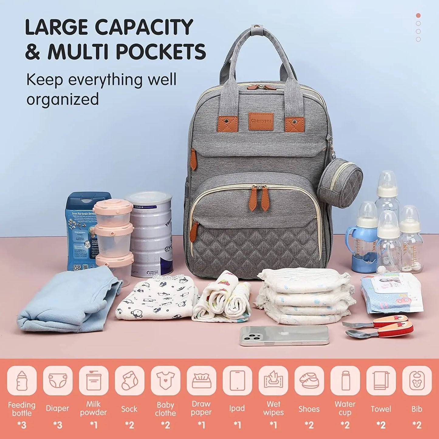 3 In 1 Diaper Bag Backpack Foldable Baby Bed.