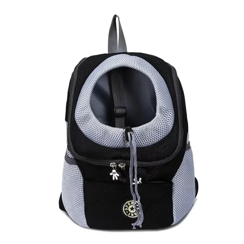Portable travel backpack with double handles for pets.