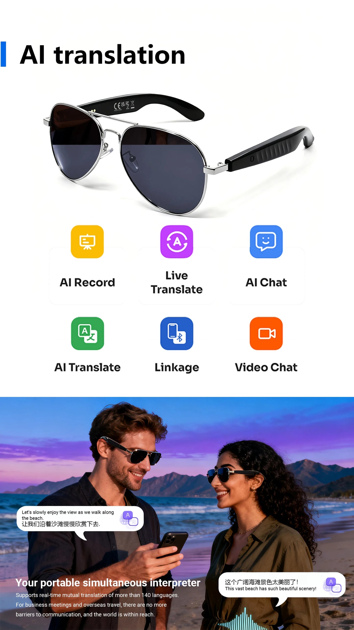 Smart Audio Glasses with AI and Translation .